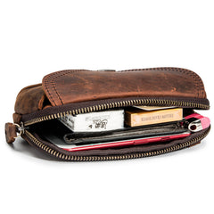 Classy Brown Leather Mens Work Clutch Bag Wirstlet Clutch Mobile Phone Bag For Men - iwalletsmen