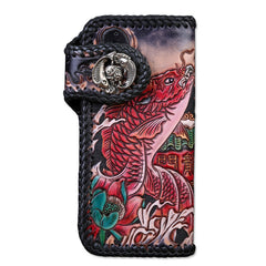 Handmade Leather Carp Mens Chain Biker Wallet Cool Leather Wallet With Chain Wallets for Men