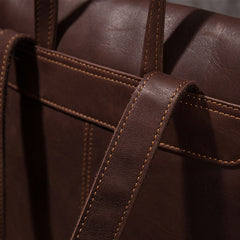 Vintage Mens Coffee Leather Backpack Travel Backpack Leather Hiking Backpack for Men - iwalletsmen