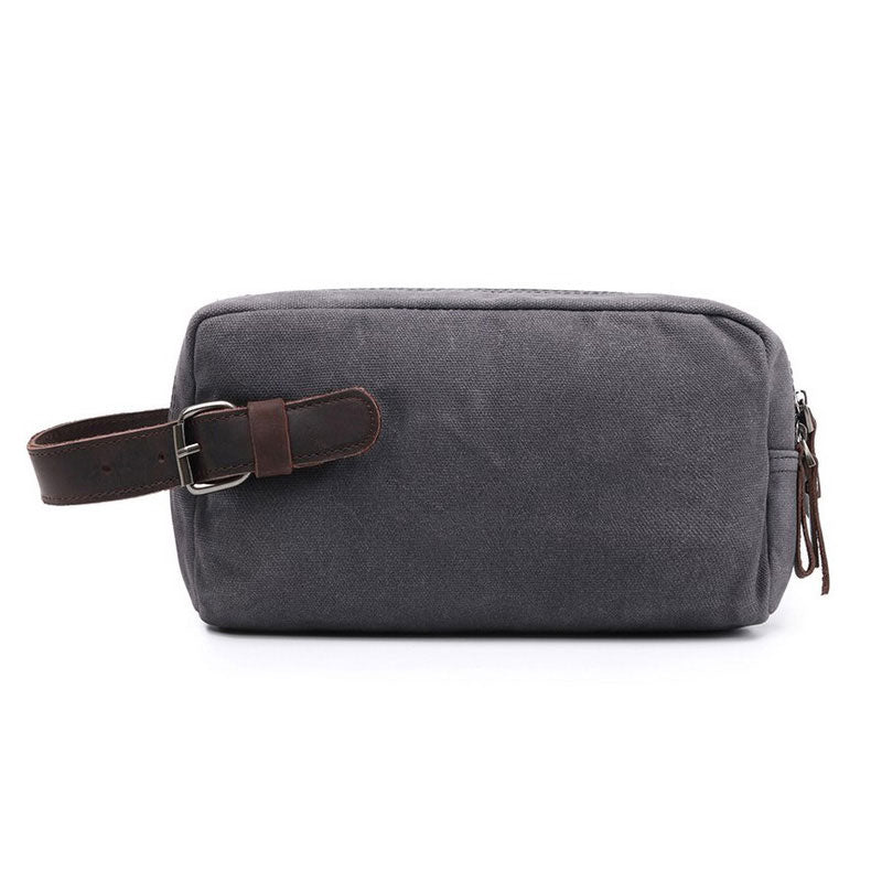 Cool Waxed Canvas Leather Mens Zipper Wristlet Bag Vintage Clutch Zipper Bag for Men - iwalletsmen