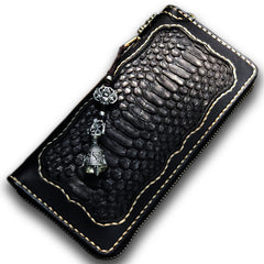 Handmade Leather Mens Chain Biker Wallet Cool Leather Wallet Long Clutch Wallets for Men