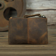 Vintage Small Slim Wallet Leather Men's Wallet Black Front Pocket Wallet Coin Holder Card Holder For Men - iwalletsmen