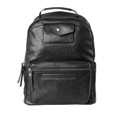 Black Fashion Mens Leather 15-inch Computer Backpacks Travel Backpacks Black College Backpack for men - iwalletsmen