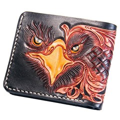 Handmade Leather Eagle Tooled Mens billfold Wallet Cool Leather Wallet Slim Wallet for Men