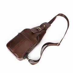 Cool Leather Brown Men's Sling Bag Chest Bag One Shoulder Backpack For Men - iwalletsmen