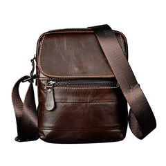 Cool Coffee Small Leather Mens Side Bag Messenger Bag Shoulder Bag for Men - iwalletsmen