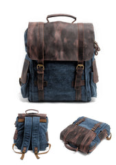 Cool Canvas Leather Mens College Backpack Travel Backpack 15'' Computer Hiking Backpack for Men - iwalletsmen