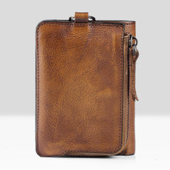 Handmade Leather Mens Chain Biker Wallet Cool Leather Wallet Trifold billfold Wallets - iwalletsmen