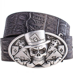 Handmade Genuine Leather Punk Rock Skull Mens Cool Men Biker Trucker Leather Belt