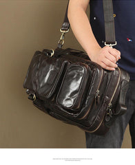Cool Leather Mens 15 inches Computer Backpack Travel Backpacks Brown Weekender Bag Travel Bag for Men - iwalletsmen