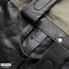 Genuine Leather Mens Cool Backpack Sling Bag Large Black Travel Bag Hiking Bag for men