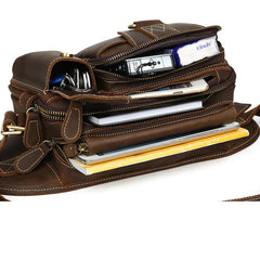 Vintage Large Brown Leather Men's Fanny Pack Brown Waist Bag Hip Pack For Men - iwalletsmen