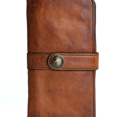 Handmade Leather Mens Cool Long Leather Wallet Bifold Clutch Wallet for Men - iwalletsmen