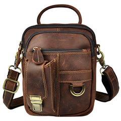 Mens Leather Small Side Bag COURIER BAG Waist Bag Holster Belt Case Belt Pouch for Men - iwalletsmen