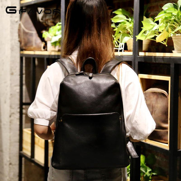 Black Mens Leather 14 inches School Laptop Backpack Brown Satchel Backpack for Men - iwalletsmen