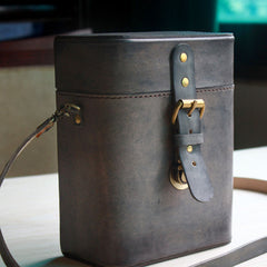 Handmade Brown Leather Mens Small Box Bag Shoulder Bag Messenger Bags for Men - iwalletsmen