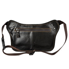 Brown Leather Fanny Pack Men's Black Chest Bag Hip Bag Vintage Waist Bag For Men - iwalletsmen