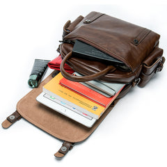 Vintage Mens Leather Small Backpack Handbag Briefcase Shoulder Bag for Men - iwalletsmen