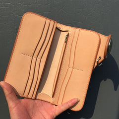 Handmade Leather Biker Wallet Mens Cool Chain Wallet Trucker Wallet with Chain
