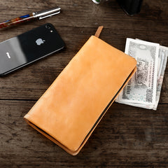 Cool Leather Mens Black Slim Long Wallet Zipper Bifold Card Wallet Clutch Wallet For Men - iwalletsmen