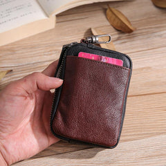 Leather Mens Card Wallets Cool Small Zipper Card Wallet Key Wallet with Belt Clip For Men - iwalletsmen