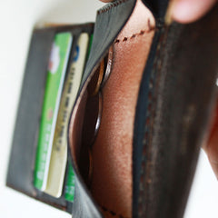 Handmade Vintage Leather Mens Small Bifold Wallet Cool billfold Wallet for Men - iwalletsmen