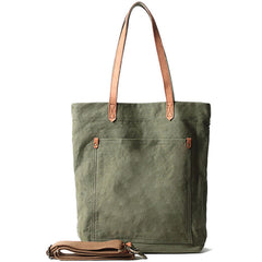 Khaki Vintage Canvas Men Womens Large Tote Bag Green Canvas Shoulder Tote Bag Shopper Tote For Men - iwalletsmen