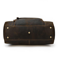 Casual Brown Leather Men Overnight Bags Handbag Travel Bags Weekender Bags For Men - iwalletsmen