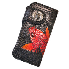 Handmade Leather Carp Mens Chain Biker Wallet Cool Leather Wallet With Chain Wallets for Men