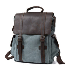 Mens Canvas Leather Backpack Canvas Travel Backpack Canvas School Backpacks for Men - iwalletsmen