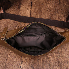 Vintage Brown Leather Men's Fanny Pack Coffee Waist Bag Chest Bag For Men - iwalletsmen