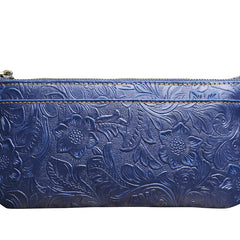 Handmade Leather Mens Cool Zipper Phone Travel Long Wallet Holder Slim Clutch Wallets for Men