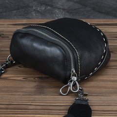 Black MENS LEATHER FANNY PACK Messenger Bag BUMBAG Side Bag WAIST BAGS Belt Pouch For Men - iwalletsmen