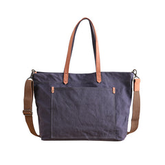 Casual Canvas Leather Mens Womens Large White Handbag Tote Bag Khaki Shoulder Bag Tote Purse For Men - iwalletsmen