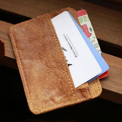 Brown Slim Leather Mens Card Wallet Small Card Holder Front Pocket Wallet For Men - iwalletsmen