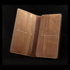 Handmade Leather Tooled Shakya Muni Buddhism Mens Long Wallet Cool Leather Wallet Clutch Wallet for Men