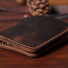 Handmade Leather Mens Cool Slim Leather Wallet Men Small Wallets Bifold for Men - iwalletsmen