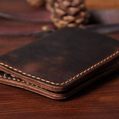 Handmade Leather Mens Cool Slim Leather Wallet Men Small Wallets Bifold for Men