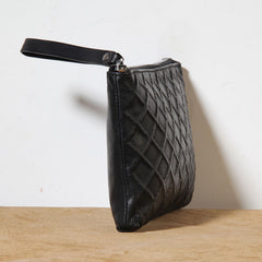 Genuine Leather Mens Clutch Cool Slim Wallet Zipper Clutch Wristlet Wallet for Men