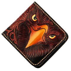 Handmade Leather Eagle Tooled Mens billfold Wallet Cool Leather Wallet Slim Wallet for Men