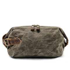 Cool Waxed Canvas Leather Mens Black Clutch Bag Handbag Phone Bag Wash Bag For Men - iwalletsmen