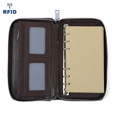 Brown Leather Mens Business Wristlet Wallet Note Book Wallet Bag Zipper Clutch Travel Wallet For Men - iwalletsmen