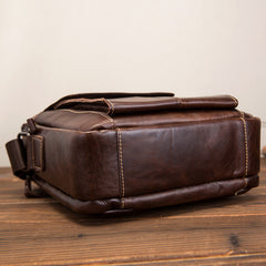 Cool Brown Leather Men's Small Vertical Messenger Bag Brown Small Side Bag For Men - iwalletsmen