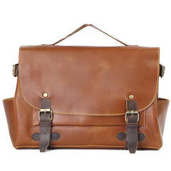 Vintage Dark Brown Leather Mens 14 inches Briefcase Black Work Briefcase Handbag For Men - iwalletsmen
