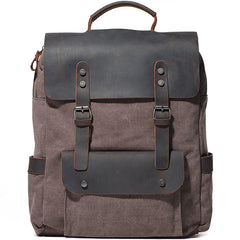 Cool Gray Canvas Travel Backpack Mens Canvas Backpack Canvas School Bag for Men - iwalletsmen