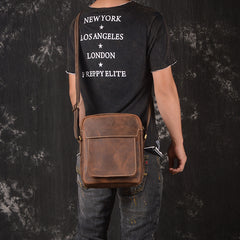 Vintage Leather Men's Small Side Bag Table Bag Small Messenger Bag For Men - iwalletsmen