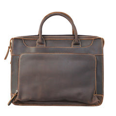 Vintage Black Mens Leather Briefcases Work Handbag Black 14'' Computer Briefcases For Men - iwalletsmen
