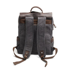 Cool Canvas Leather Mens 15'' College Gray Computer Backpack Travel Backpack for Men - iwalletsmen