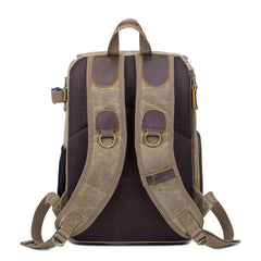 Khaki CANVAS WATERPROOF MENS 15'' CANON CAMERA BACKPACK LARGE NIKON CAMERA BAG DSLR CAMERA BAG FOR MEN - iwalletsmen