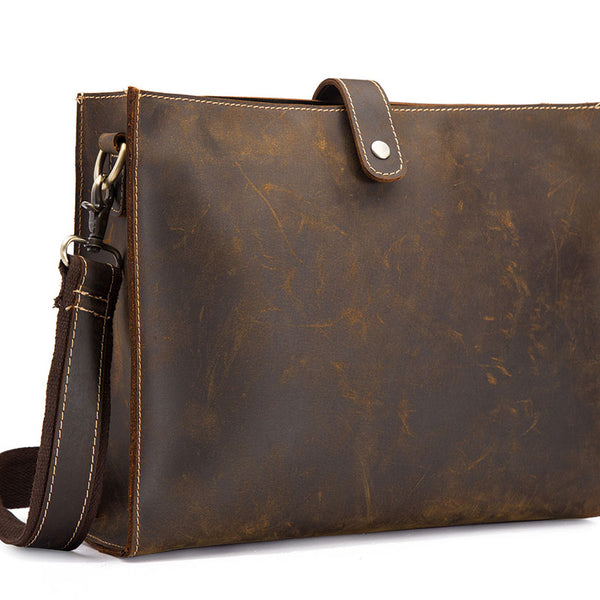 Cool Vintage Brown Leather Mens Messenger Bag Side Bag Work Bag Shoulder Bag for Men - iwalletsmen